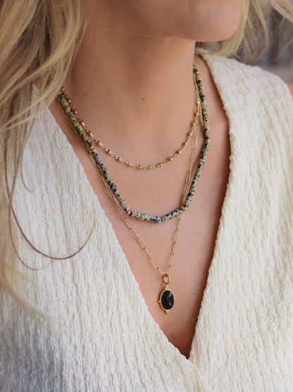 Triple Threat 3 Layer Necklace in gold by Farrah B