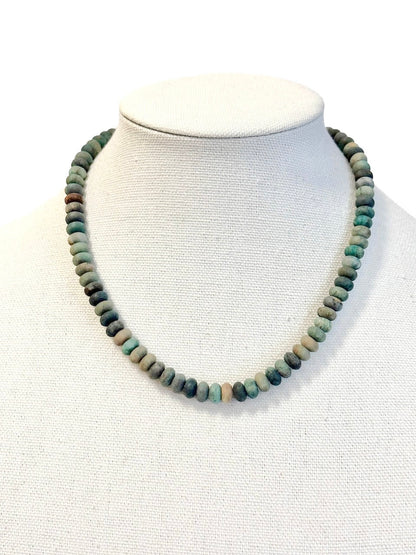 Rondelle 18" Necklace with Small Swivel Clasp in matte green multi by Virtue