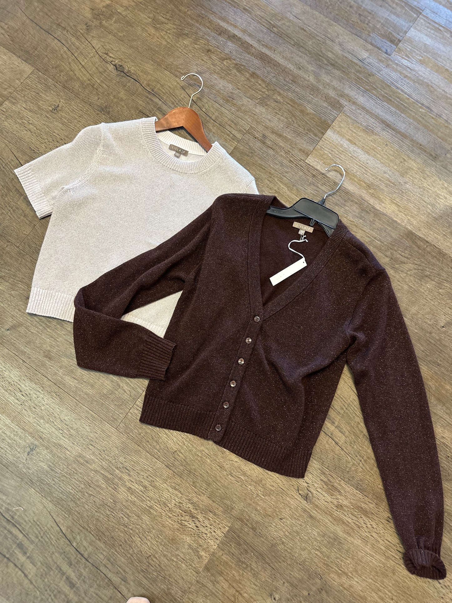 Short Sleeve Sparkle Sweater in mist sparkle by Lilla P