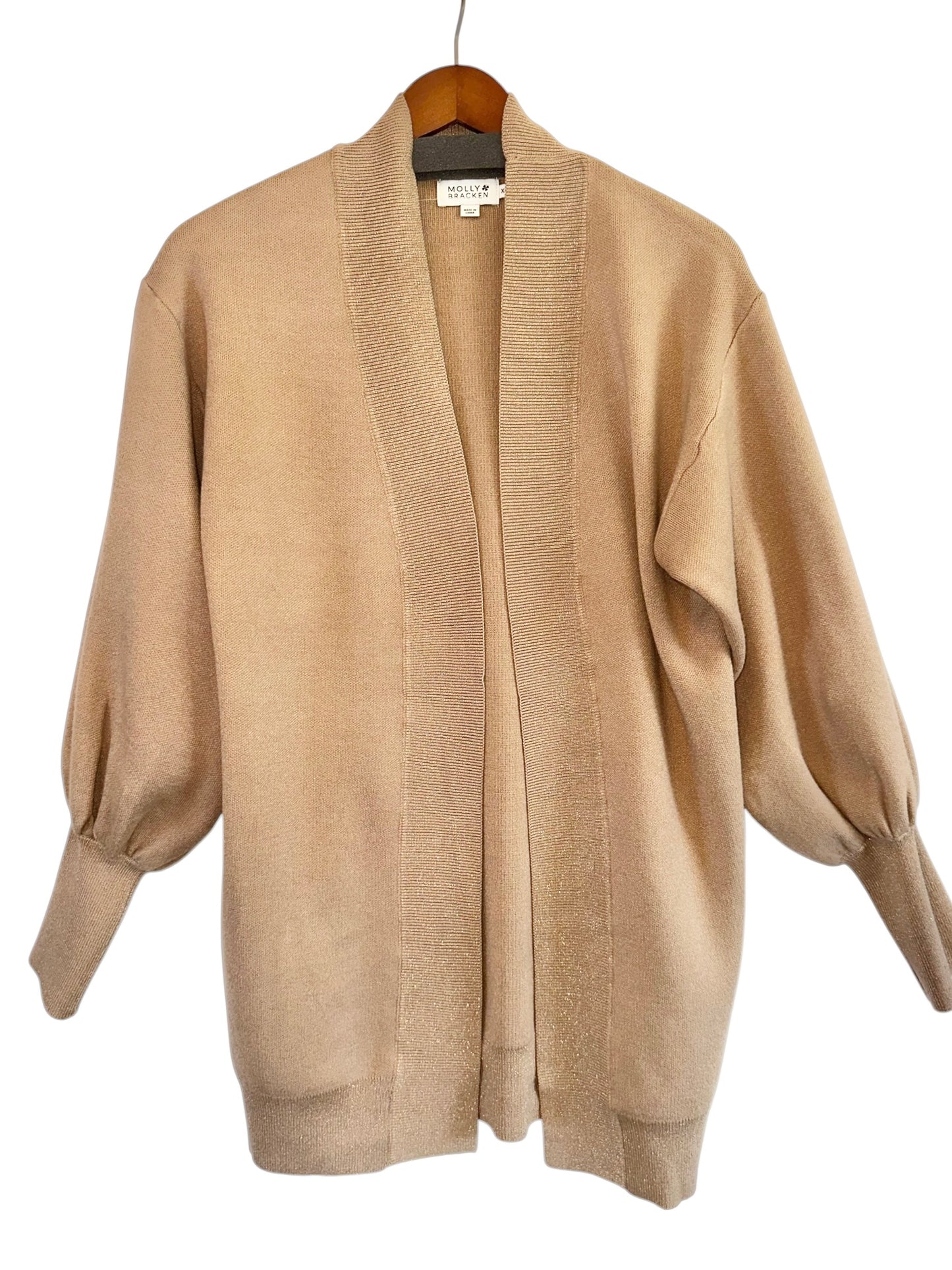 Open Cardigan in golden beige by Molly Bracken