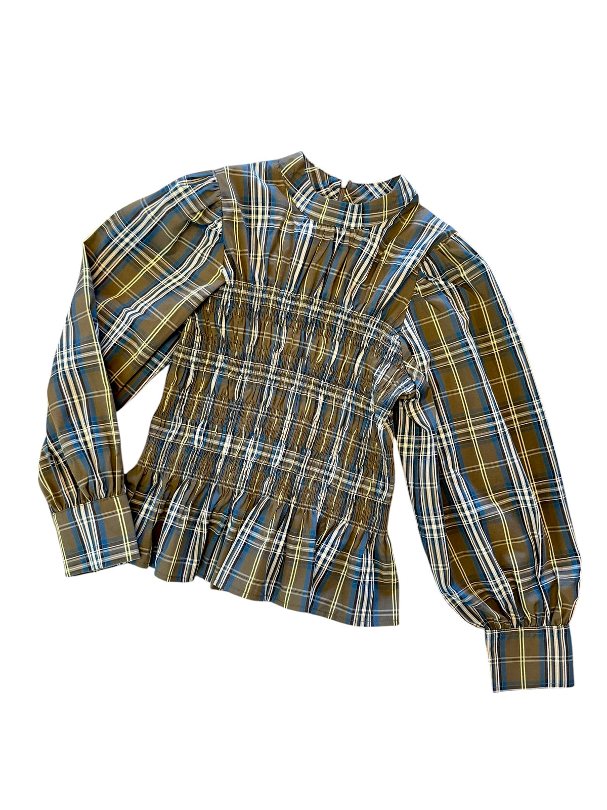 Long Sleeve Plaid Shirt in khaki by Molly Bracken