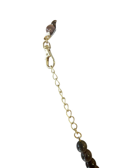 The Kamryn Gemstone Pearl Necklace in burgundy by Virtue