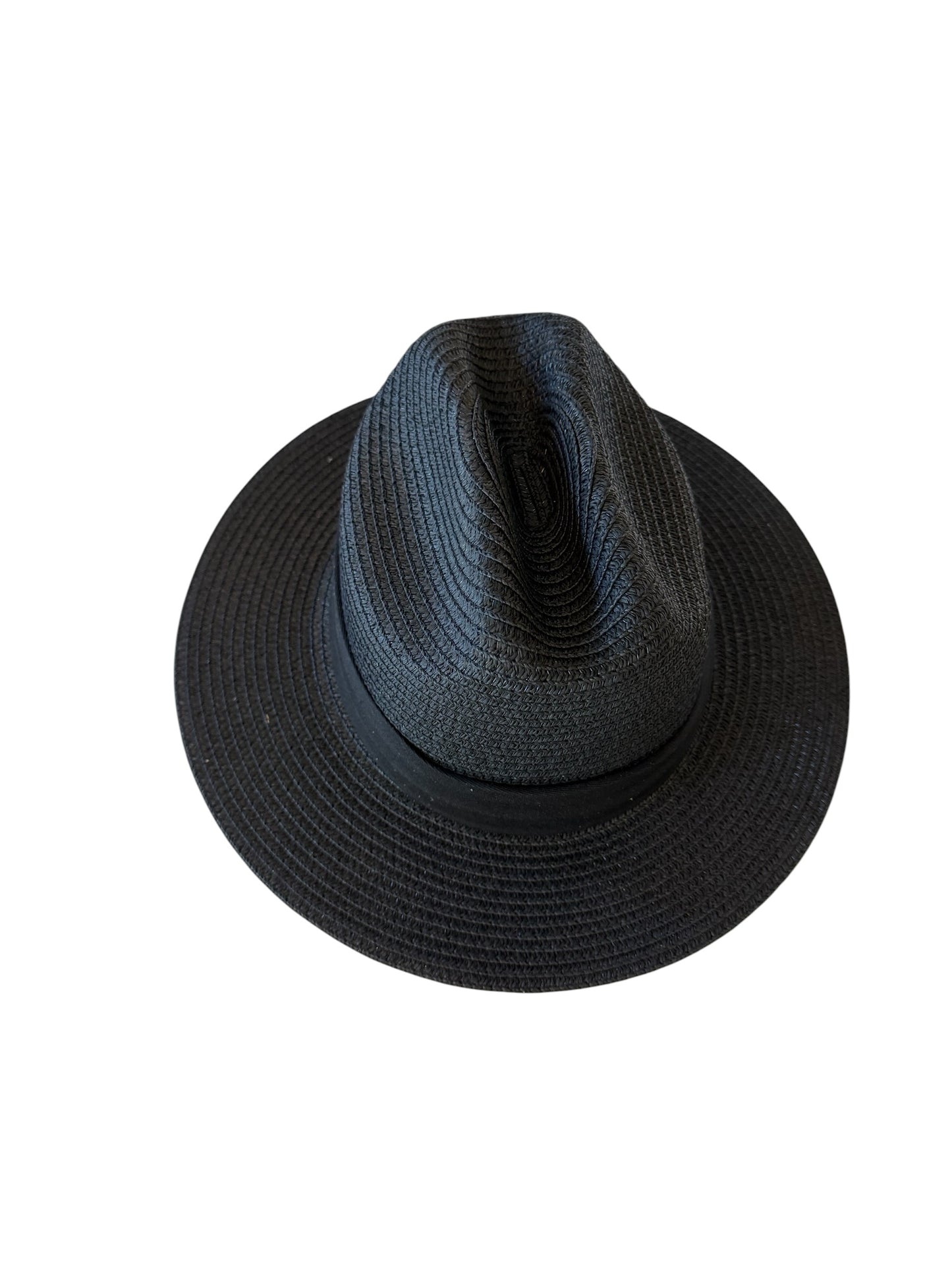 Smaller Brim Straw Hat with Black Ribbon in black