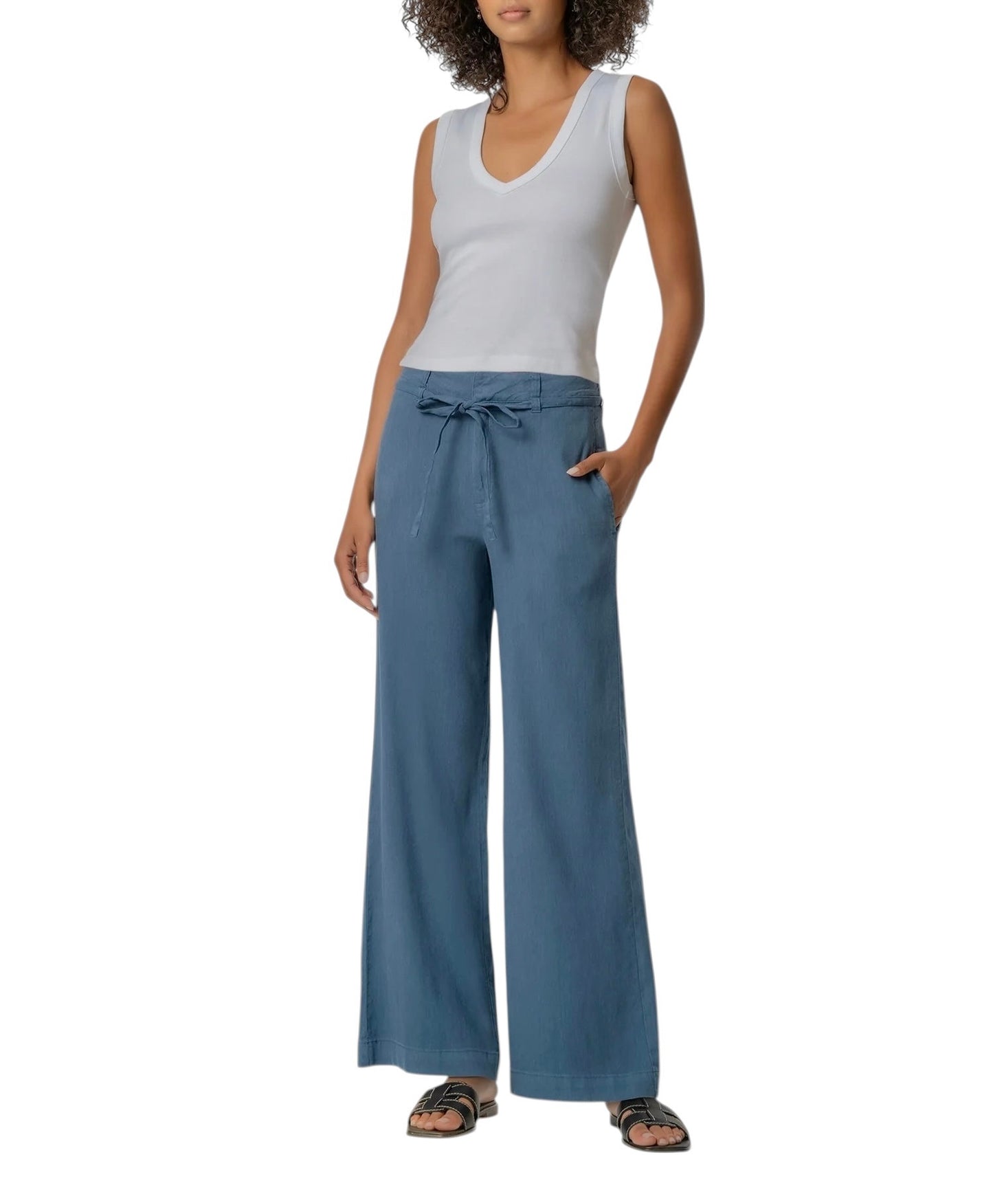 Meg Linen Wide Leg Pant in coastal blue by KUT