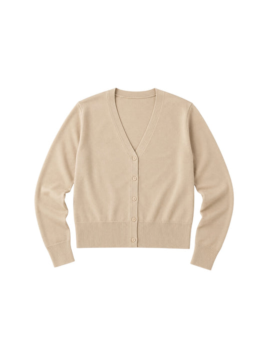 V- Neck Light Weight Cardigan in taupe