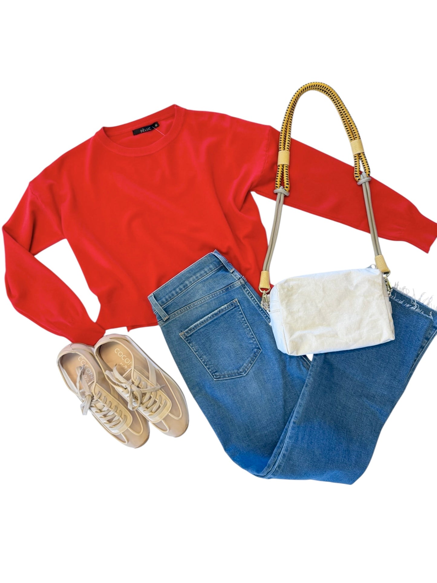 Polly Sweater in cherry red by Deluc