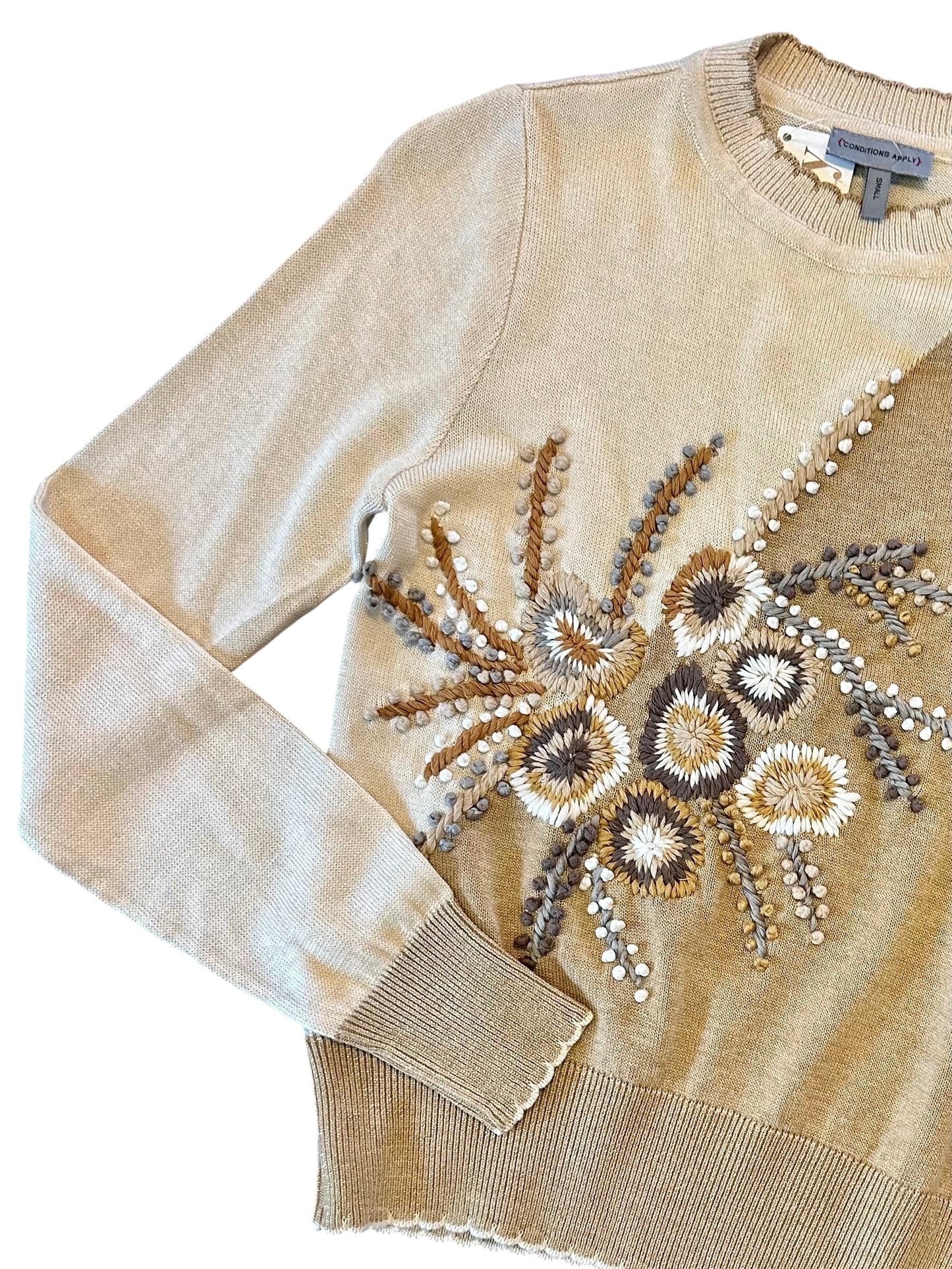 Ferrix Embroidered Sweater in ivory by Conditions Apply