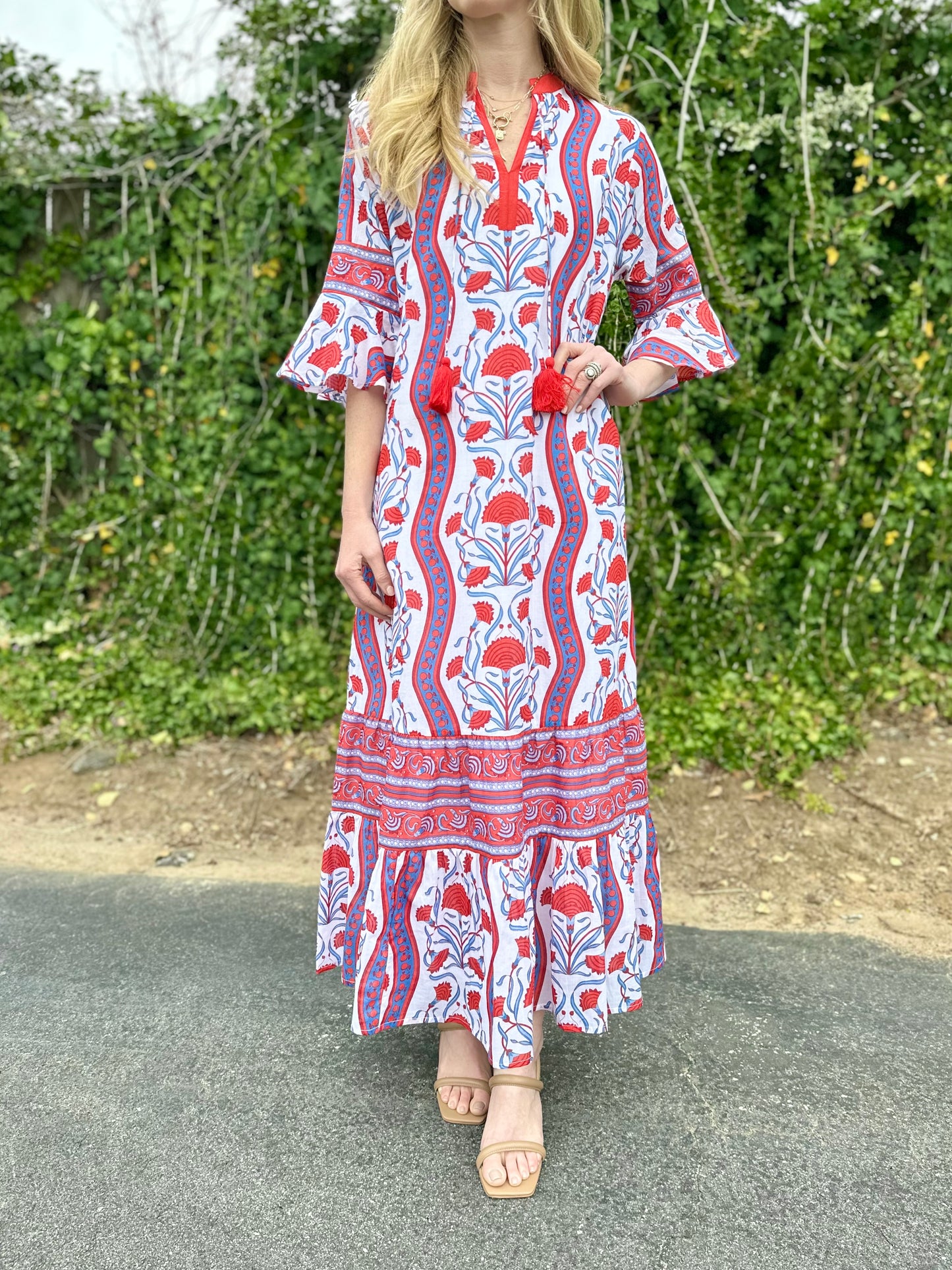 Ascot Maxi Dress in deco poppy red by Isla Payal