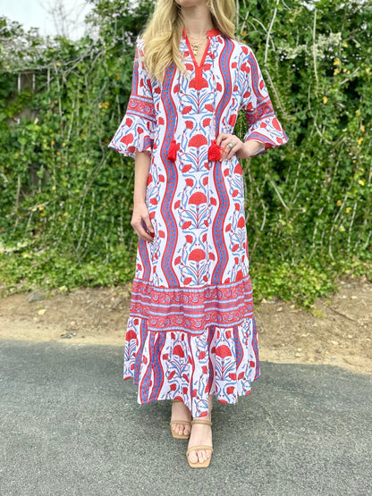 Ascot Maxi Dress in deco poppy red by Isla Payal
