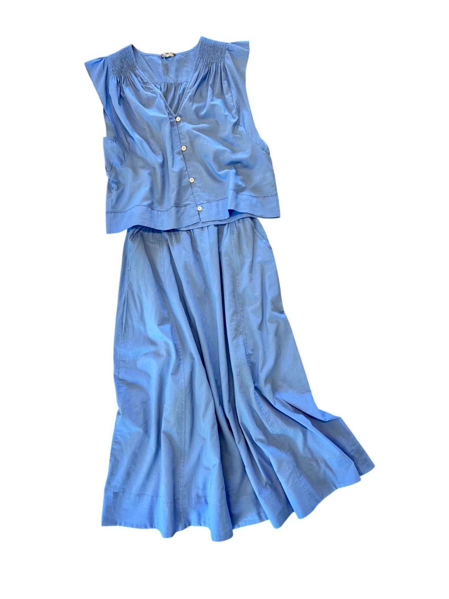 Smocked Shoulder V-Neck Top in ultramarine by Lilla P