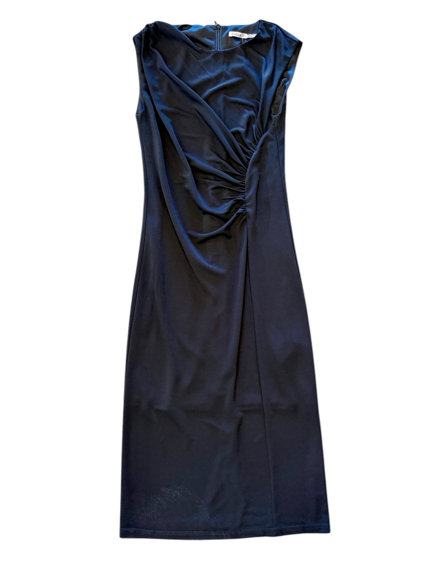 Solid Dress with Gathering in black by Esqualo