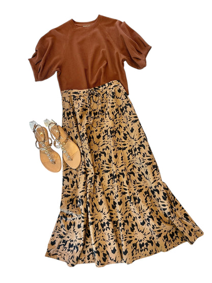 Paneled Maxi Skirt in animal floral by Lilla P