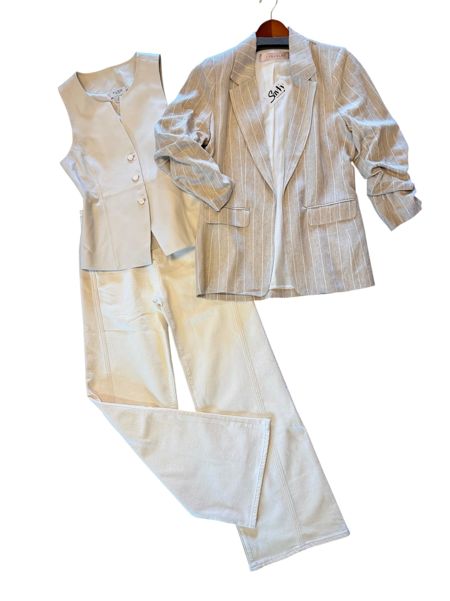 Oliver Leather Vest in ivory by Allison