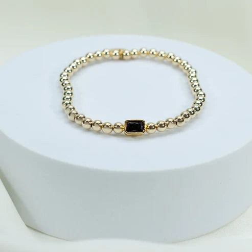 Bejeweled 6" Stretch Bracelet in black by Splash