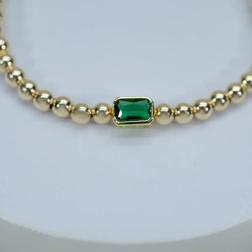 Bejeweled 6" Stretch Bracelet in green by Splash