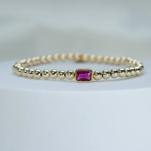 Bejeweled 6" Stretch Bracelet in pink by Splash