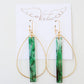 Acrylic Bar on Double Bale Hoop Earring in green marble by Virtue