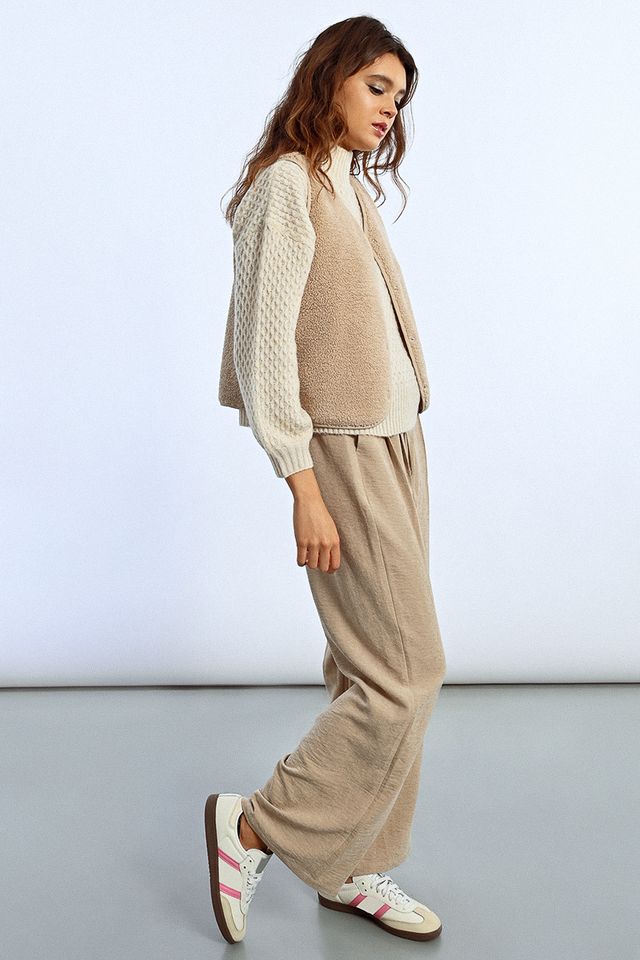 Shearling Vest in beige by Molly Bracken