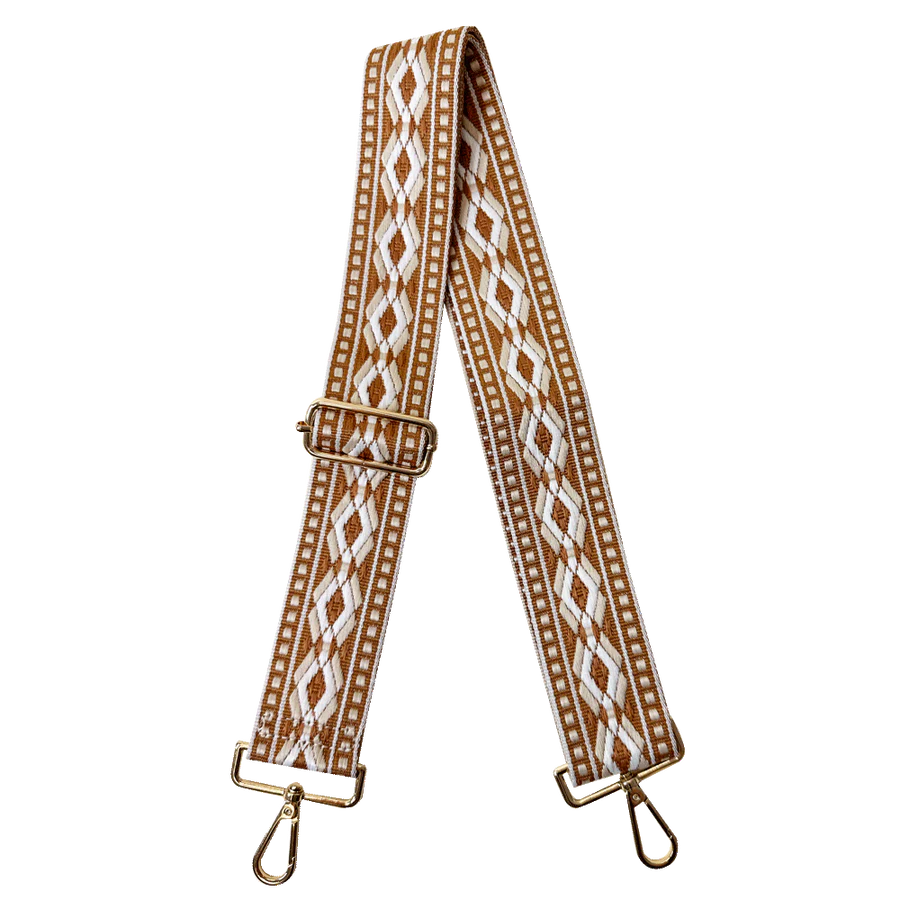 Double Diamond Interchangeable Embroidered Bag Strap in coffee by Ahdorned