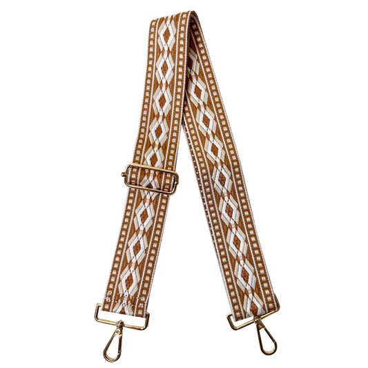 Double Diamond Interchangeable Embroidered Bag Strap in coffee by Ahdorned