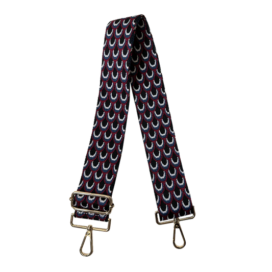 Peacock Interchangeable Woven Bag Strap in burgundy/black by Ahdorned