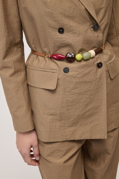 Leather Wrap Belt with Stone Details in cuoio by Ottod'Ame