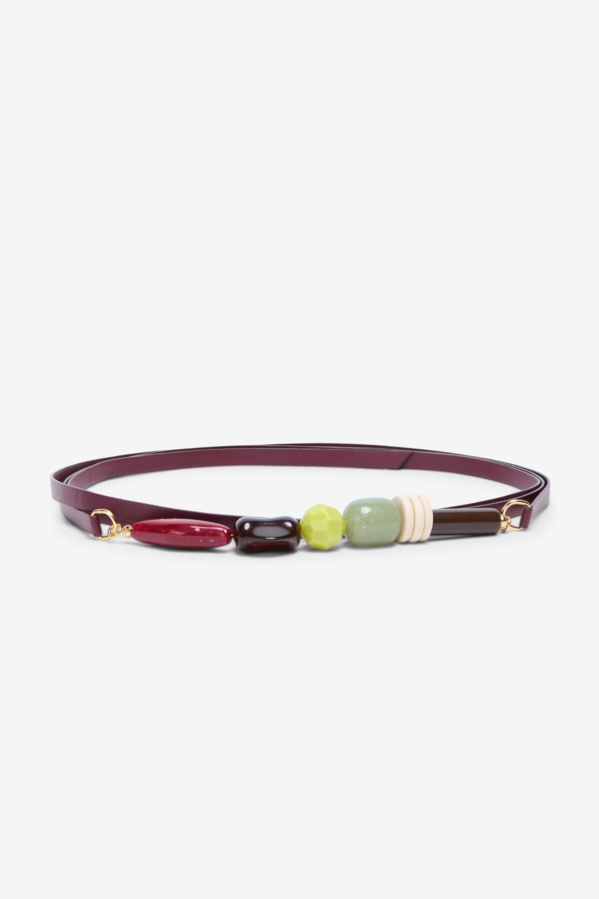 Leather Wrap Belt with Stone Details in merlot by Ottod'Ame