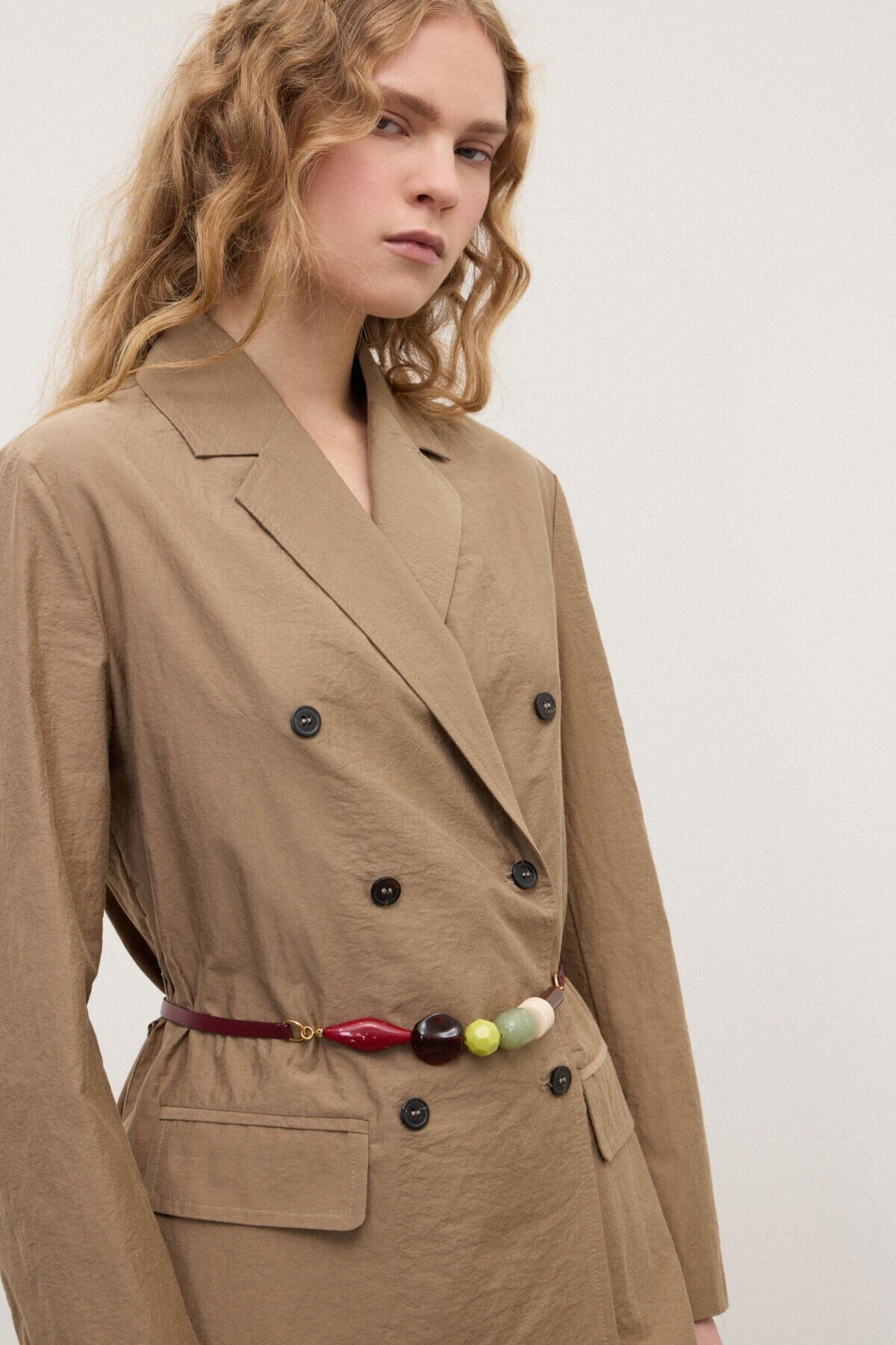 Leather Wrap Belt with Stone Details in merlot by Ottod'Ame