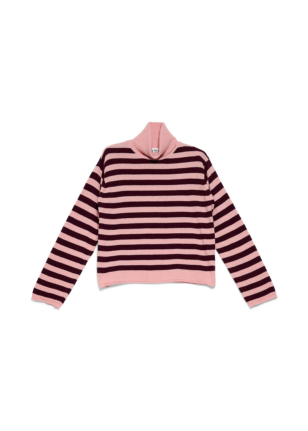 Stripe Turtleneck Sweater in pink/burgundy by B-YU