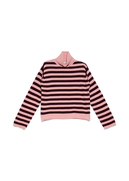 Stripe Turtleneck Sweater in pink/burgundy by B-YU