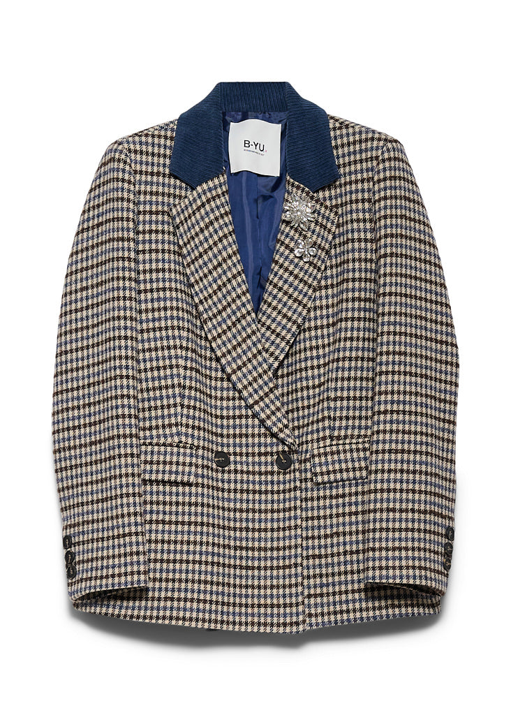 Check Stones Blazer in brown by B-YU