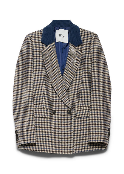 Check Stones Blazer in brown by B-YU