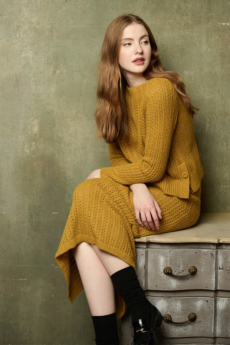 Open Weave Sweater with Side Buttons in phard by B-YU