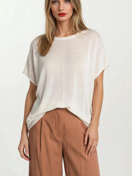 Knit Blouse in ecru by Haris Cotton