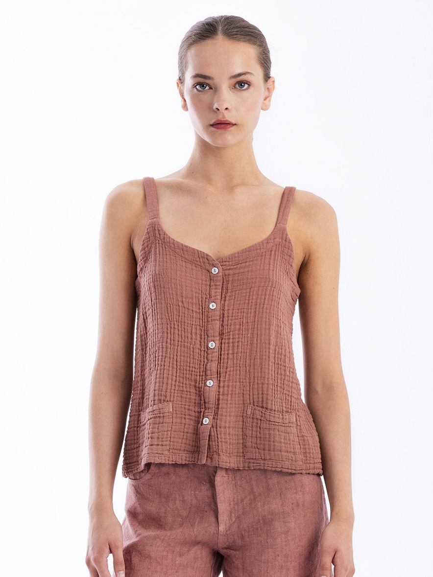 Textured Cotton Blouse in blush by Haris Cotton