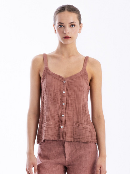 Textured Cotton Blouse in blush by Haris Cotton