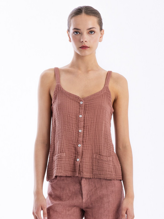 Textured Cotton Blouse in blush by Haris Cotton