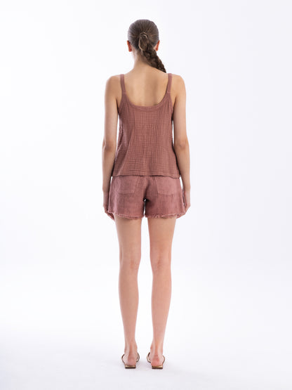 Textured Cotton Blouse in blush by Haris Cotton
