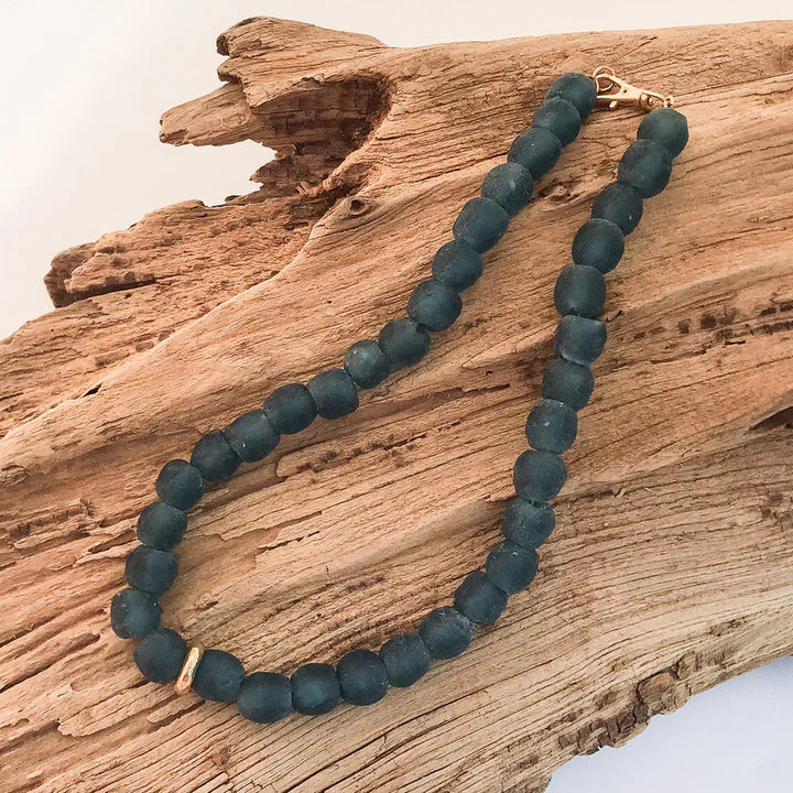 18" Glass Washer Necklace in dark teal by Virtue