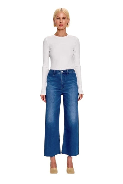 Penny High Rise Wide Leg Jean in rooftop by Pistola