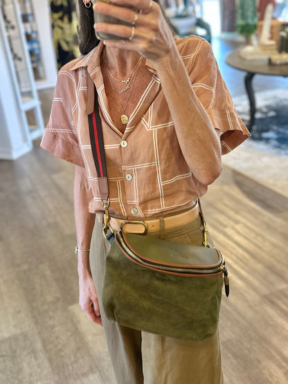 Mini Windbourne Crossbody in olive suede by Kempton