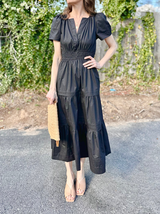 Short Sleeve Maxi Dress in black by Molly Bracken