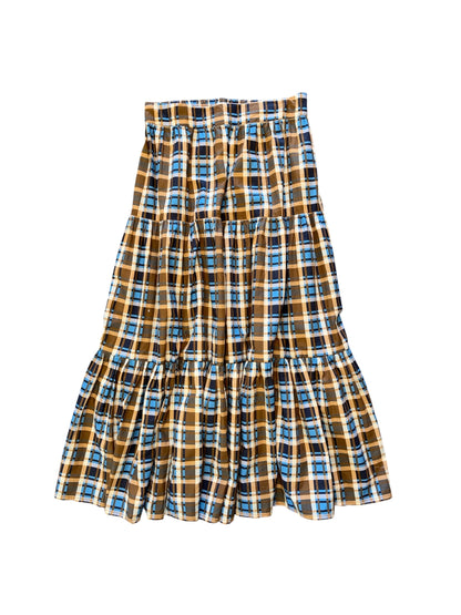 Maggie Skirt in brown plaid by Navy Bleu