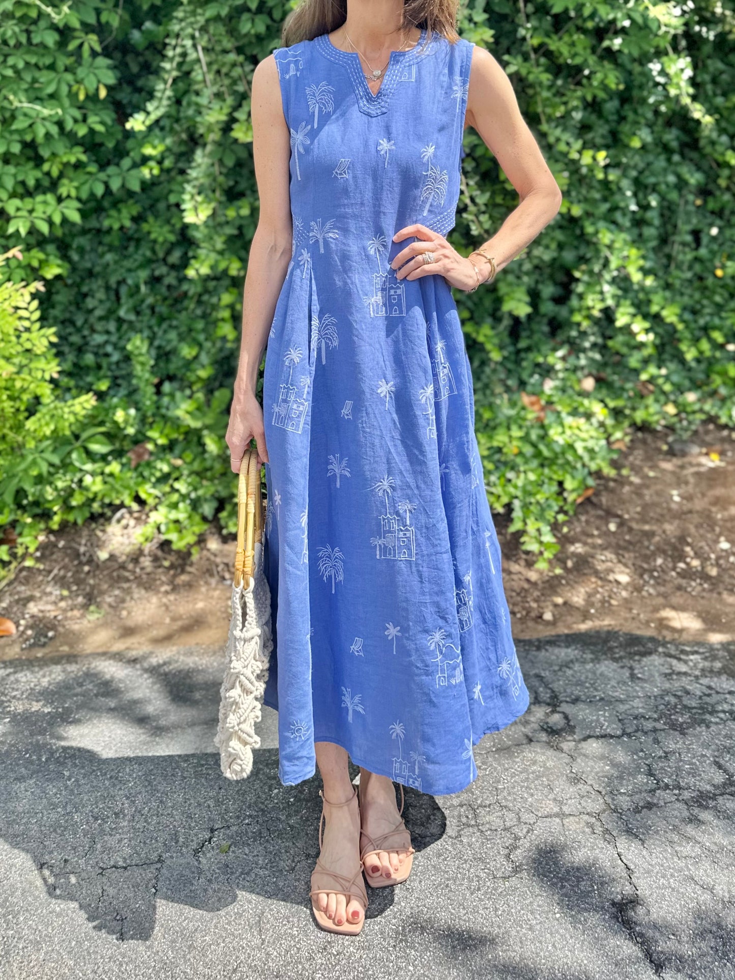 All Spice Dress with Village Embroidery in blue by Nimo