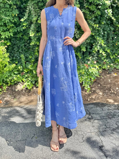All Spice Dress with Village Embroidery in blue by Nimo