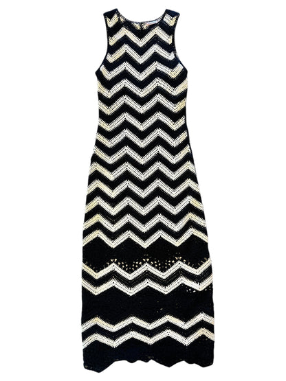 Sleeveless Crochet Dress in black/white by Esqualo