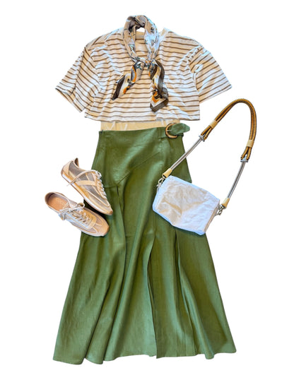 Burnice Linen Skirt in khaki by Exquise