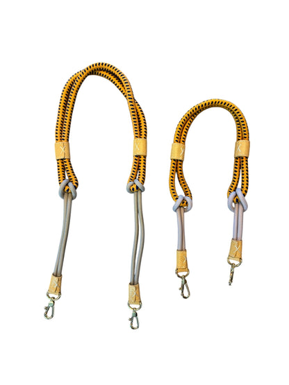 Braided Nylon Strap in yellow rope with wheat yellow reticulated leather