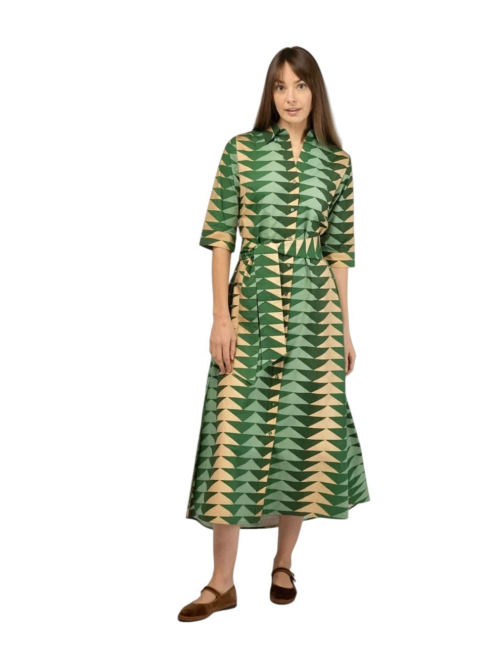 Eloise Maxi Dress in pine bagru triangle by Beau & Ro