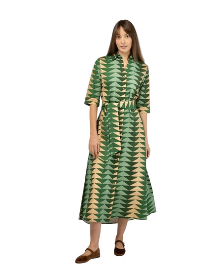 Eloise Maxi Dress in pine bagru triangle by Beau & Ro